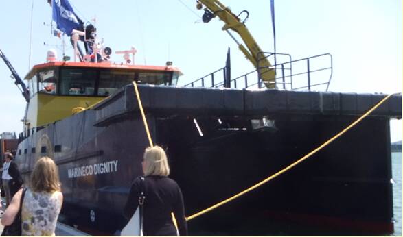 Wind Farm Support Vessel Fendering - Marineco Dignity - Ocean 3 Bow Fendering System